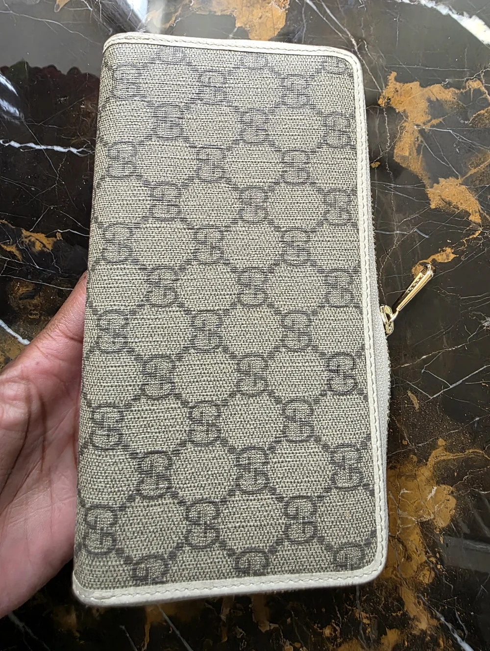 Gucci Horsebit Nuetral Tone Long Wallet 7.5x4 ZIPPER BROKEN - Picture 10 of 12